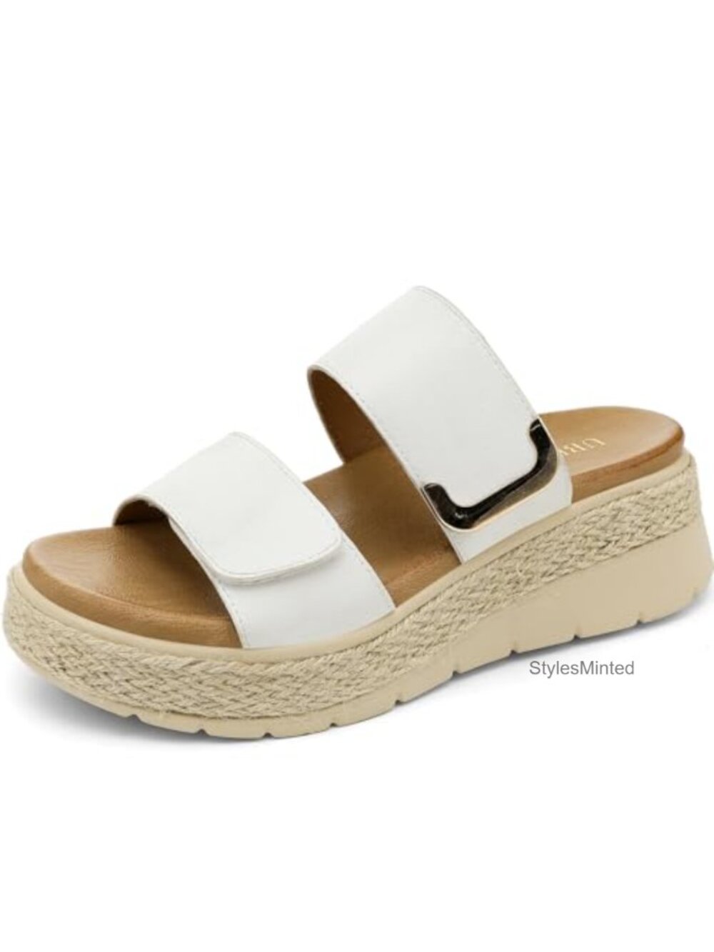 Womens Platform Wedge Sandals Orthopedic Arch Support Slip On Faux Leather